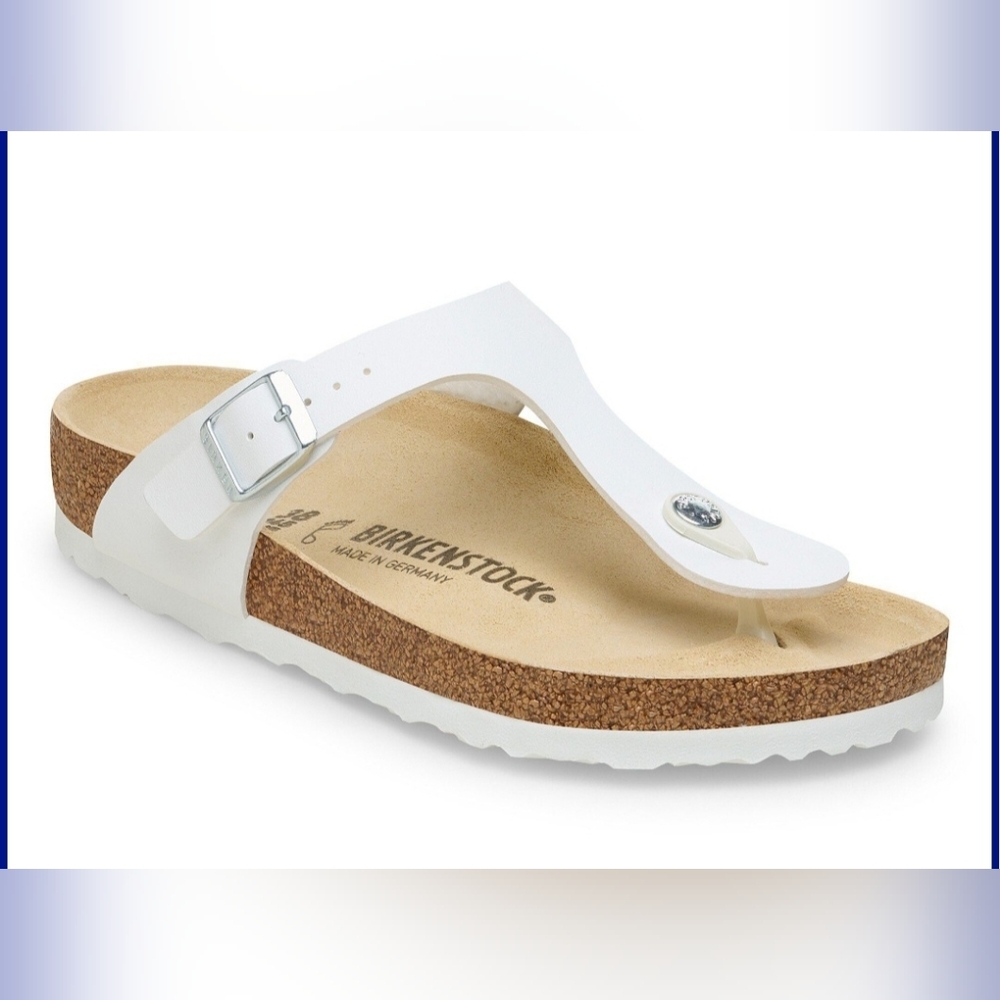 Womens White Birkenstock Gizeh Birko-Flor Size 42 Regular/Wide